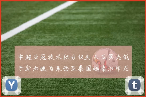 中超亚冠技术积分仅列东亚第九低于新加坡马来西亚泰国越南和印尼